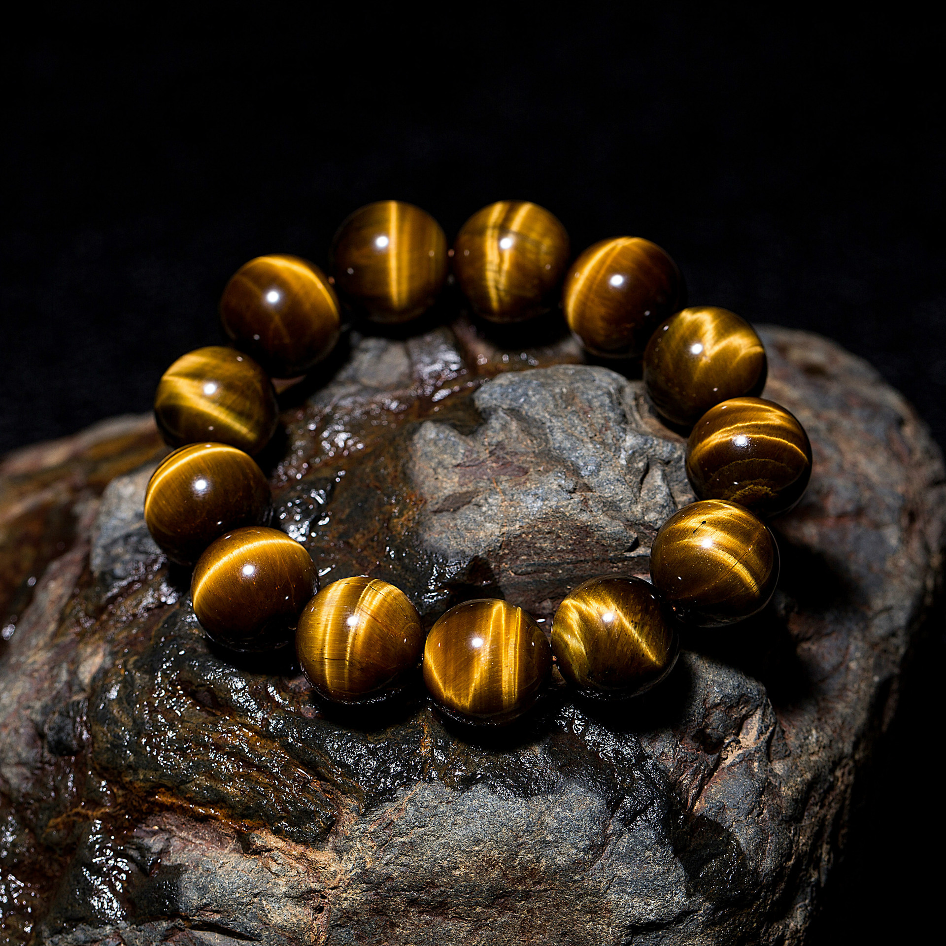 天然虎眼石虎眼石手链虎睛石手链黄虎眼石手链男女款批发