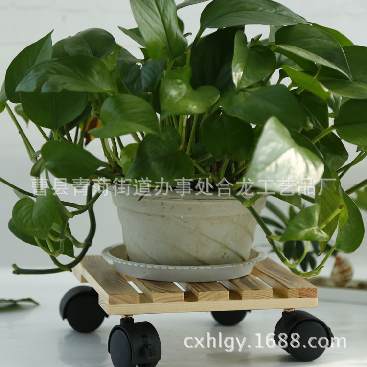 Clear Color Bonsai Frame Wooden Universal Wheel Workmanship Floor Bonsai Wooden Flower Rack European Mobile Receptacle