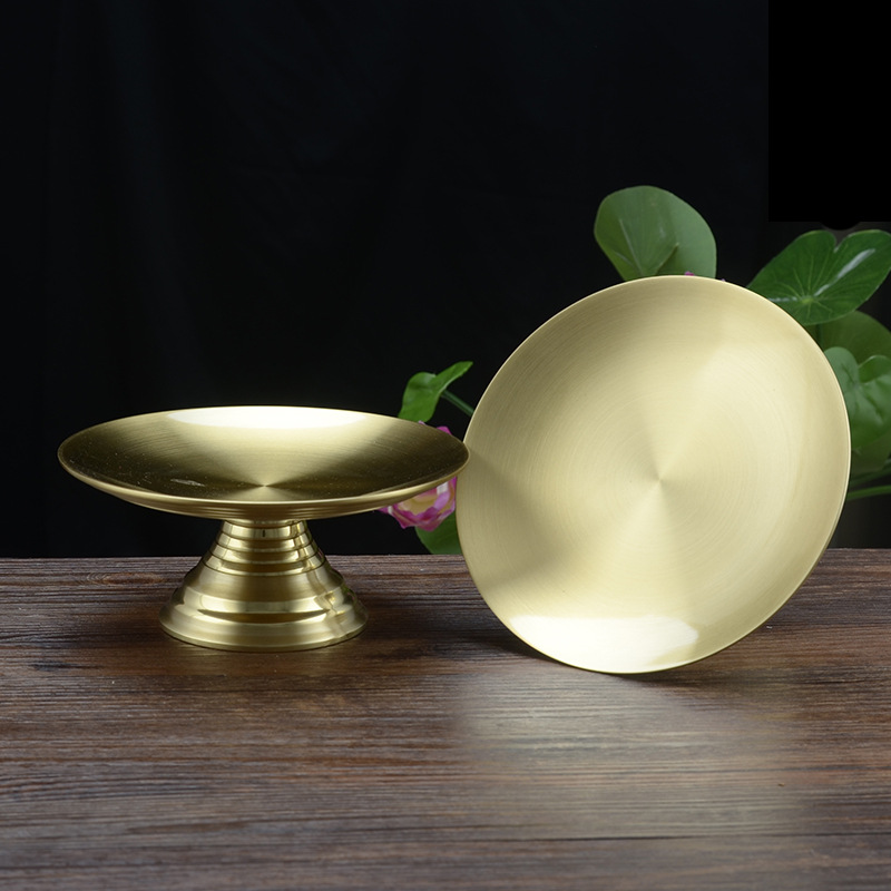 泰安 纯铜珍珠金慈航砂光莲花果盘 果碟供盘佛堂佛教用品5寸