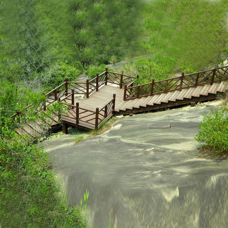 生产销售 木质公园栈道 组合式防腐木景观栈道 带围栏安全可定制