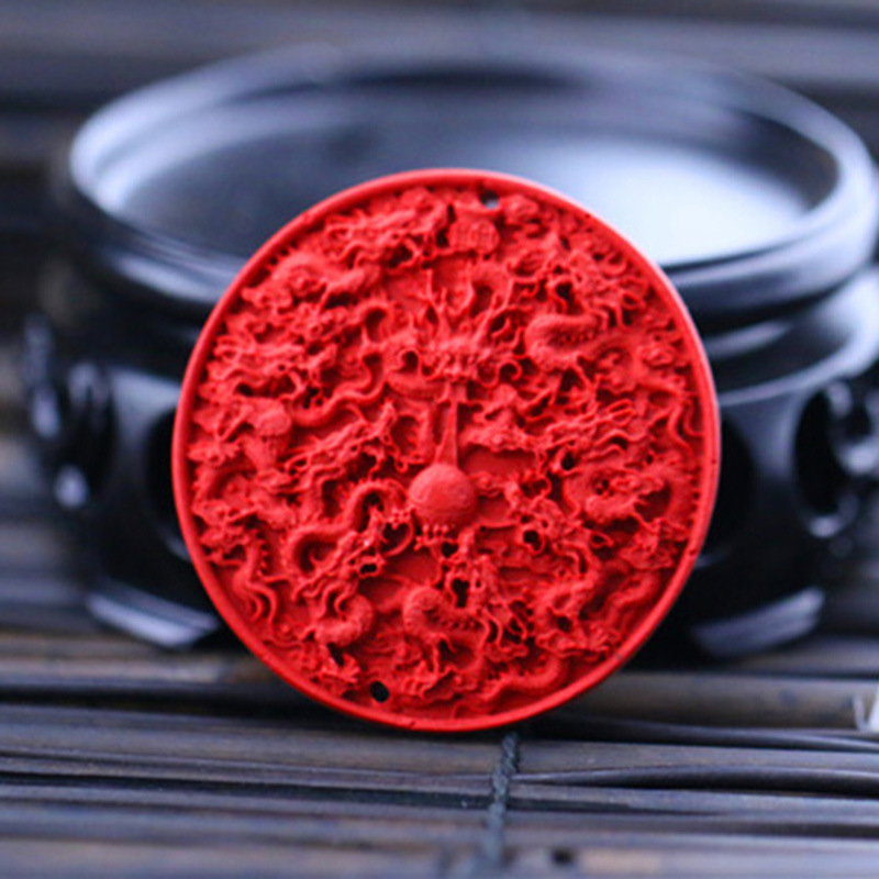 台湾正品天然朱砂吊坠挂牌吊坠车挂 朱砂龙牌九龙吐珠 本命年必备