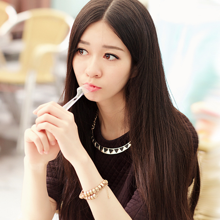 校花同款时尚中分刘海假发女长直发超长发高温丝假头发逼真假发套