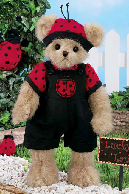 正版美国贝瑞泰迪 14寸瓢虫背带裤男熊 全关节熊 正品毛绒玩具