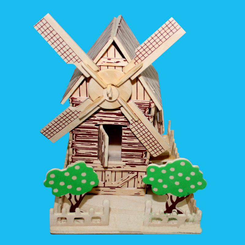 房子地坛公园热卖小孩玩具3d立体拼图 产品说明 品       名:风车小屋