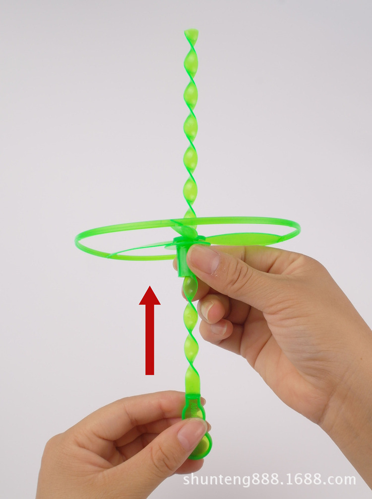 经典玩具小号飞天仙子塑料竹蜻蜓 飞轮手推飞碟玩具活动礼品赠品