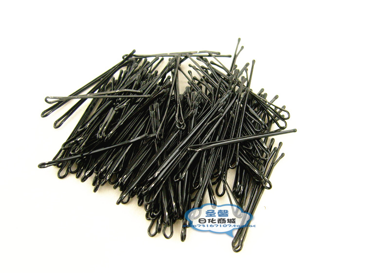钢丝黑色小夹子发夹边夹 化妆影楼盘发小卡子一字夹头饰盒装 批发