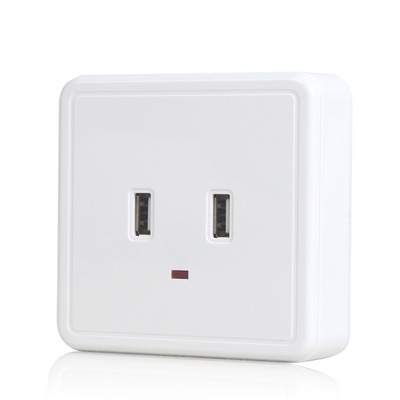 明装220v两孔usb插座二口usb充电插座双口usb插座二位usb插座