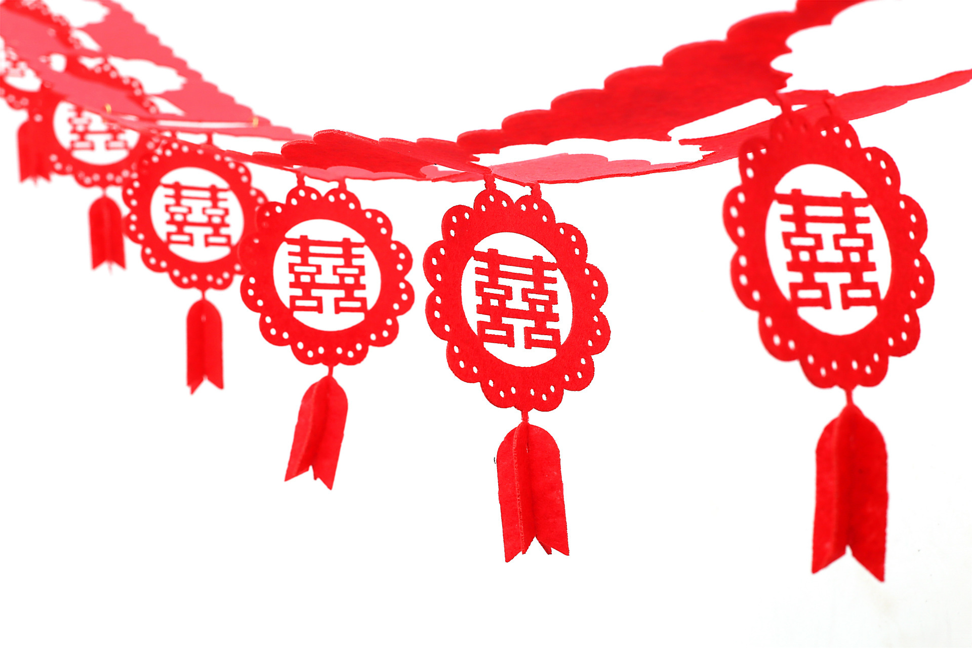 批发经销婚庆用品婚房装饰布置无纺布双喜结婚花边喜字拉花