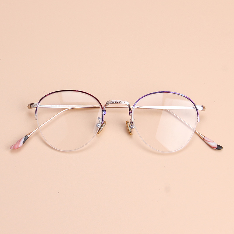 复古金属半圆形近视眼镜框时尚潮男女款60011