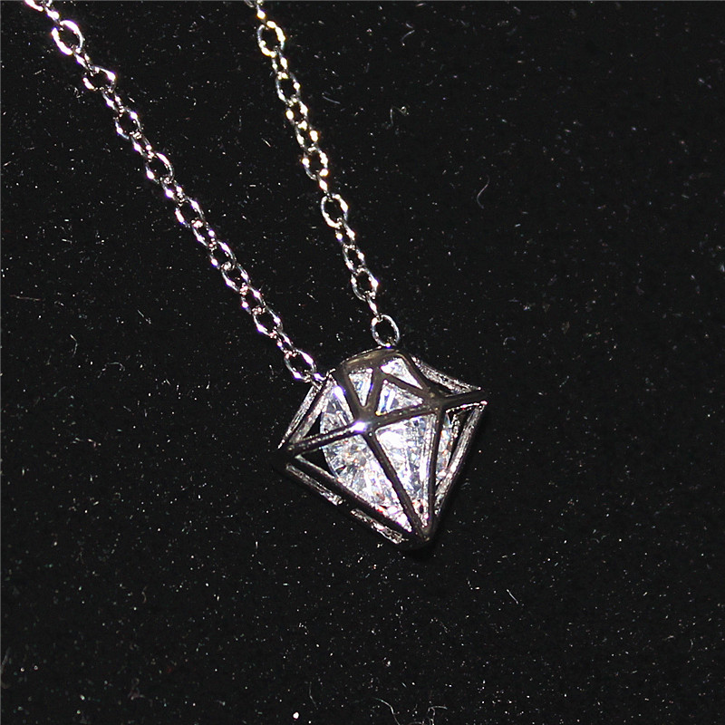 欧美时尚新款925银钻石造型吊坠项链优雅镶锆项链圣诞节礼物热卖