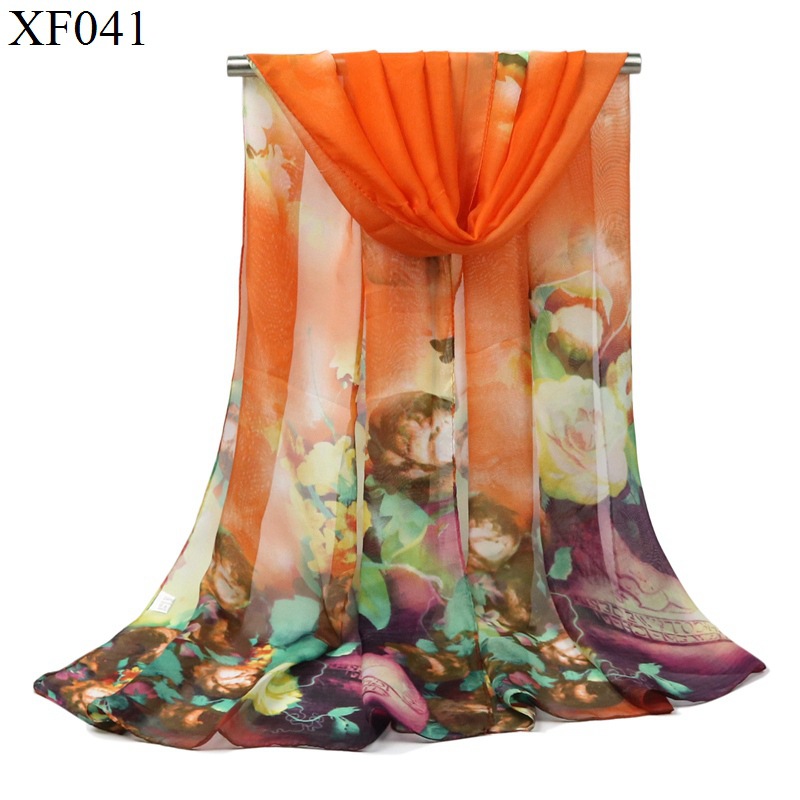 High Quality Chiffon Scarf Spring, Summer, Autumn and Winter Women's Oil Painting Scarf Printed Shawl Seaside Vacation Thin Beach Towel Scarf