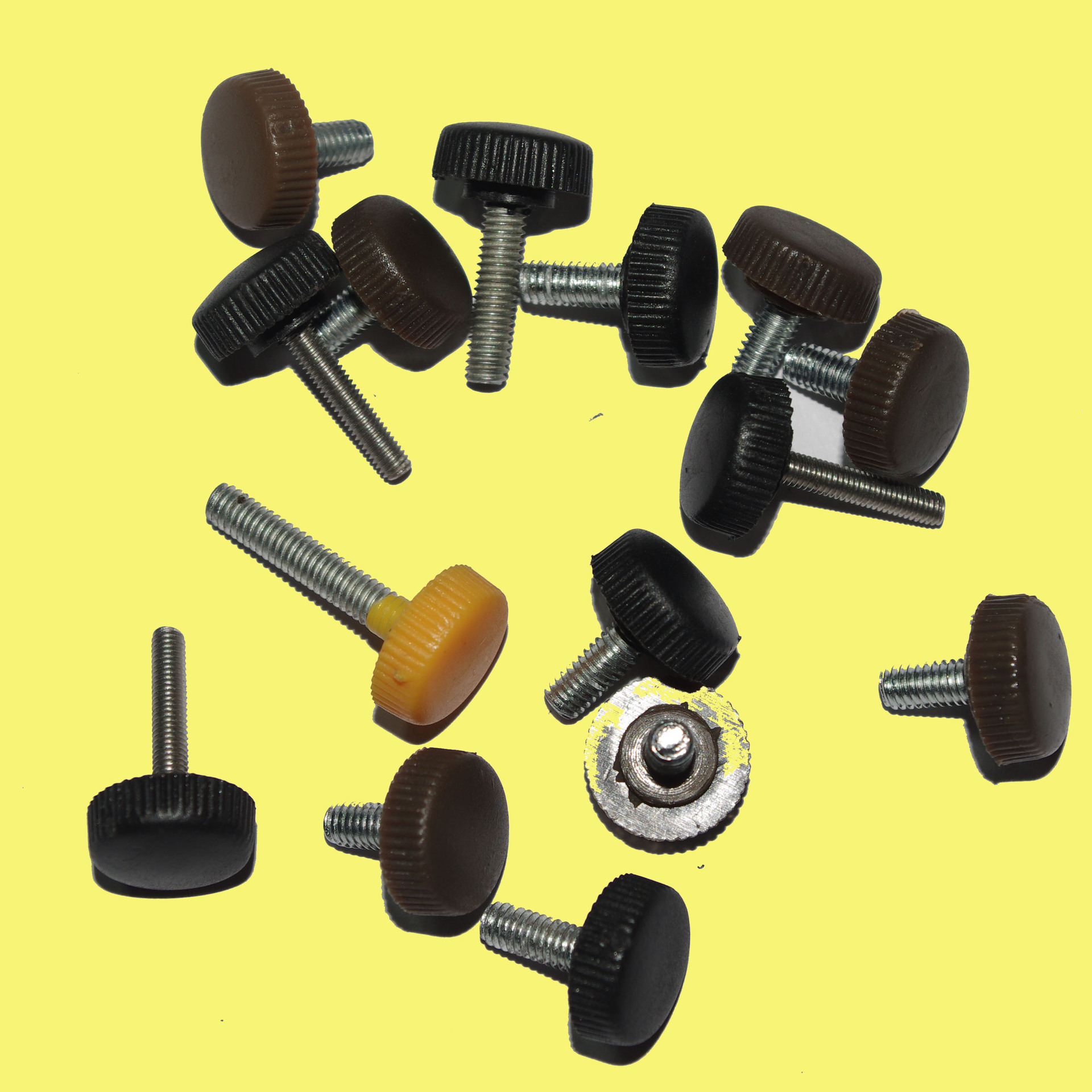 14#条纹塑胶柄螺丝m4*16 直纹塑料手柄螺丝 圆头小号手拧螺丝