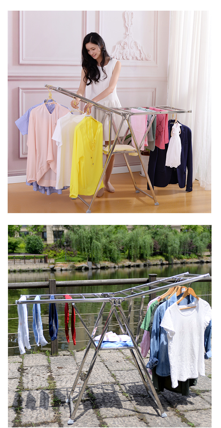 2016新品折叠晾衣架全不锈钢 外贸出晾衣架批发 多功能挂衣架