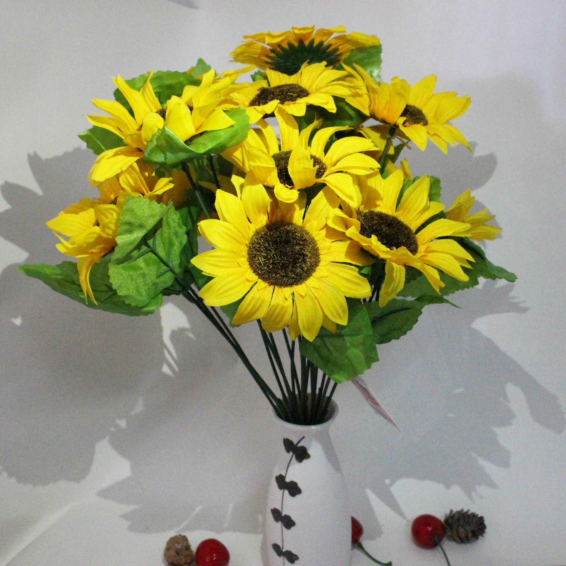 向日葵 9头太阳花仿真花假花绢花仿真植物客厅家居装饰批发