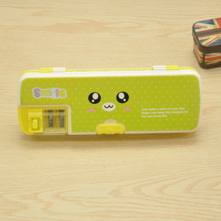 日韩流行文具卡通多功能创意铅笔盒 双层塑