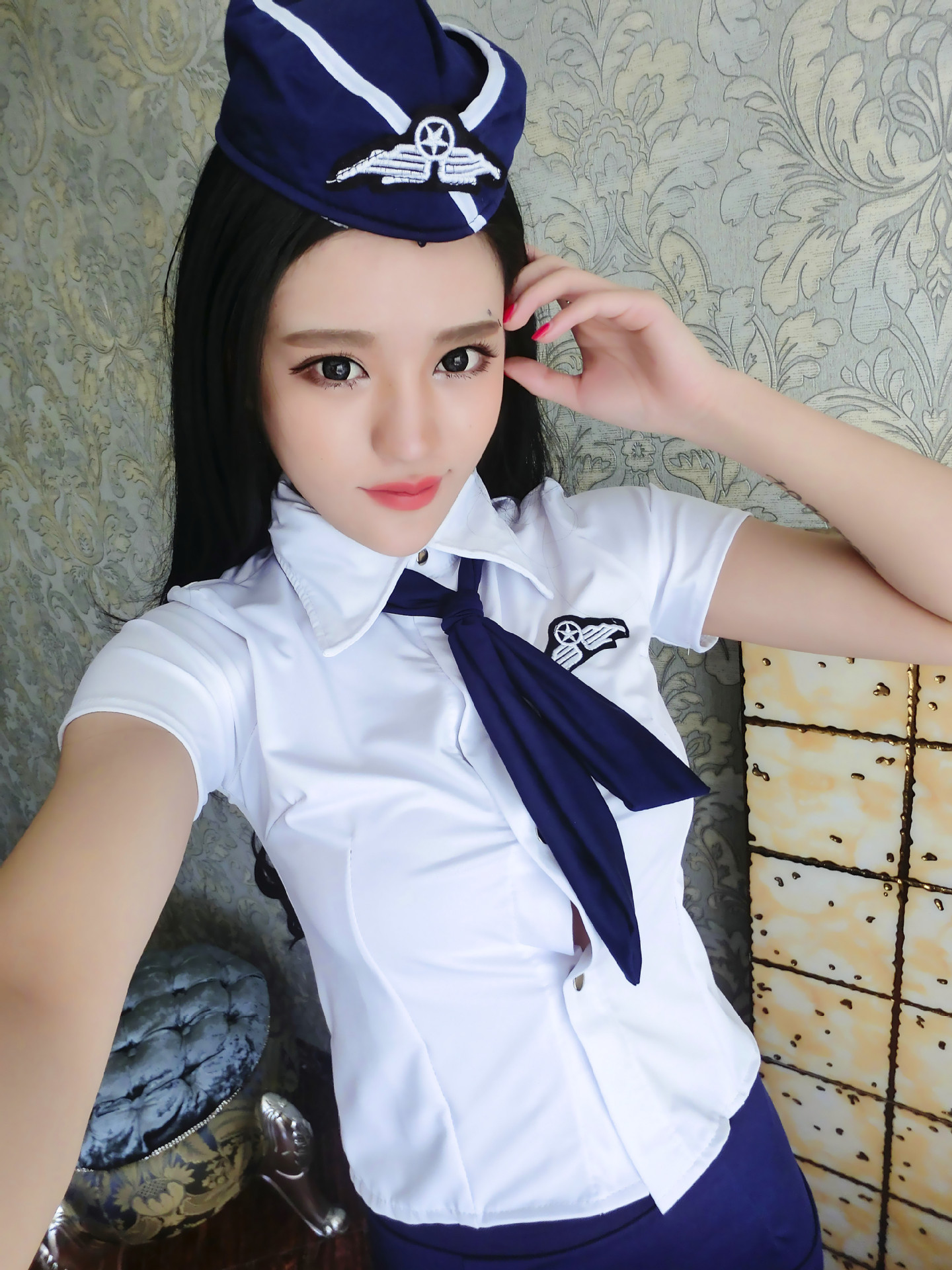 大码弹力空姐制服 女式分体角色扮演cos职业女警情趣内衣诱惑套装