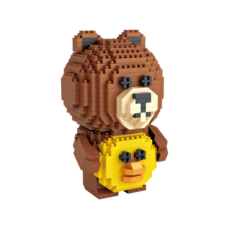 德国正品loz 颗粒创意益智类积木玩具布朗熊系列9739-9741