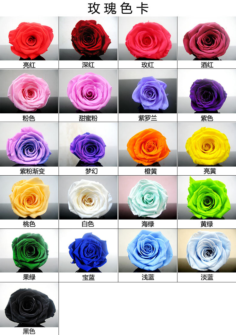 出口级永生花保鲜花 永生花花材批发 原料玫瑰2-3cm 情人节礼盒