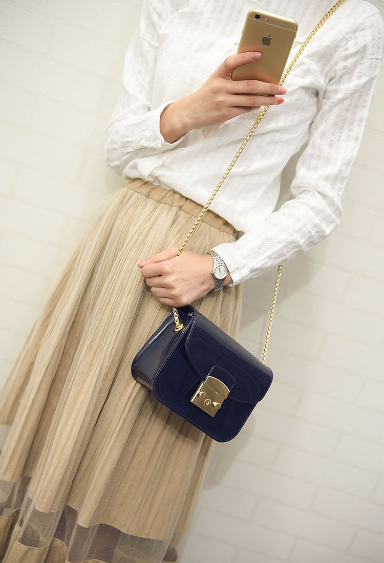 欢乐颂邱莹莹杨紫同款包果冻包韩版简约糖果色单肩斜挎包链条包包