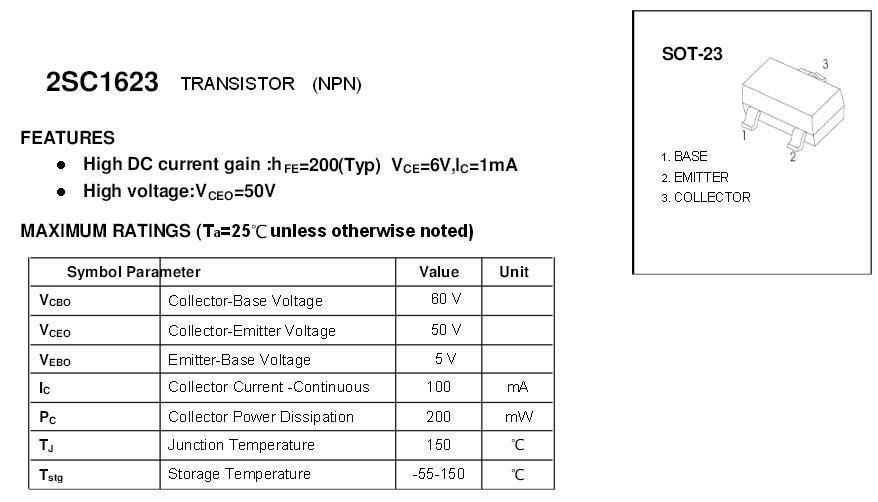 厂家直销 贴片三极管 2sc1623