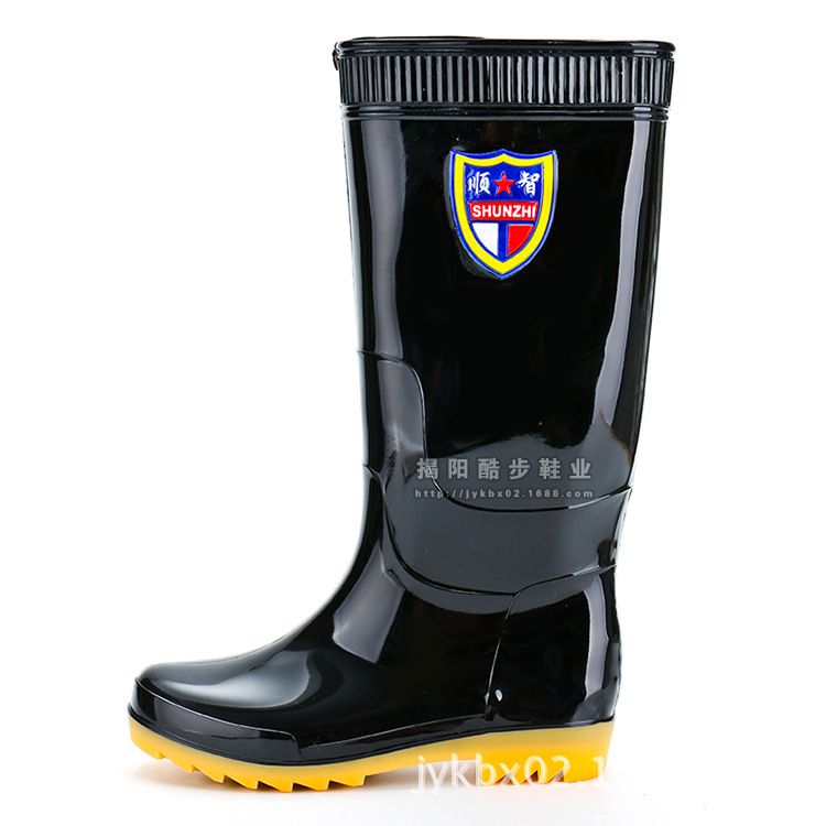 New Knee-High Rain Boots Men's Black Industrial and Mining Rain Boots Non-Slip Wear-Resistant Labor Protection Rubber Shoes Waterproof Shoes Factory Direct Sales