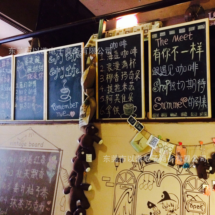 实木质磁性挂式小黑板 咖啡馆奶茶店餐厅菜单板 家用儿童教学画板