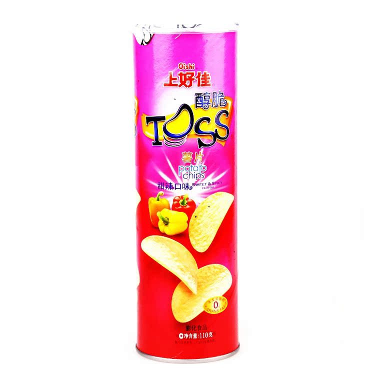 上好佳蕃茄烤肉泡菜甜辣原味醇脆烤薯片100g桶装 休闲小吃零食