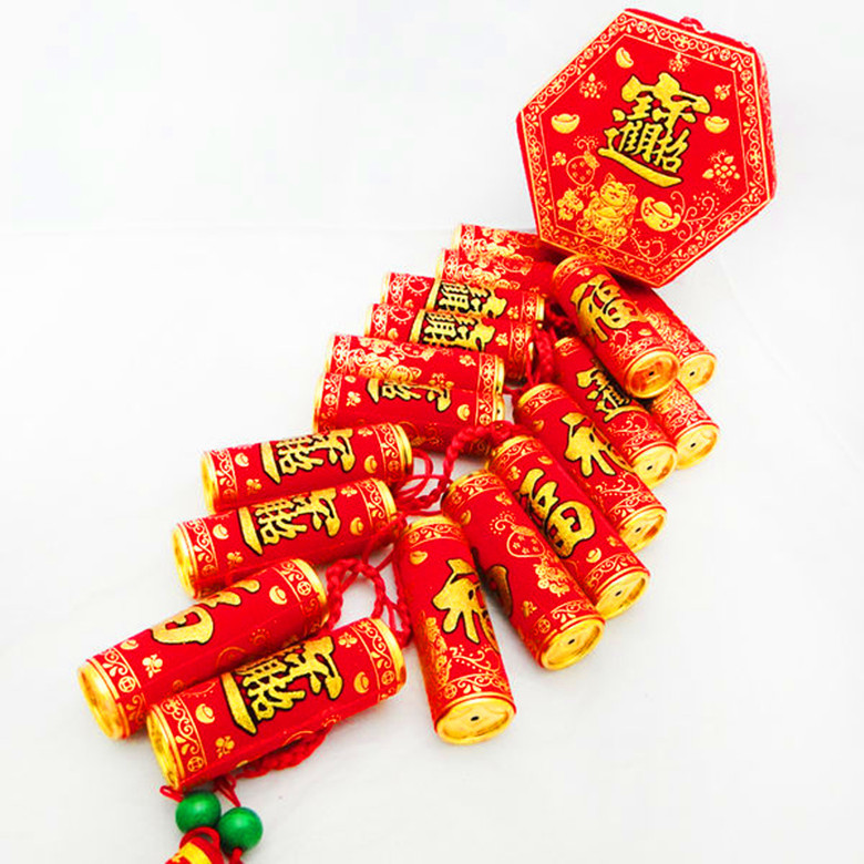 节庆用品超大号3米爆竹串彩色超长仿真鞭炮新年过年新春挂炮装饰