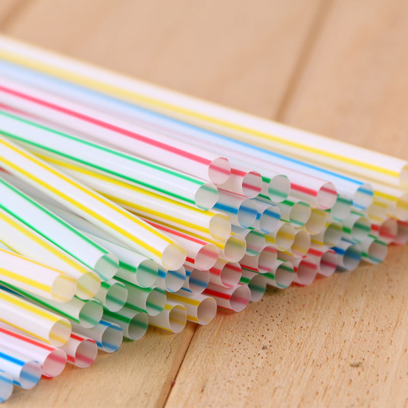Color Stripes Cola Straw Soybean Milk Beverage Flexible Disposable Plastic Straw