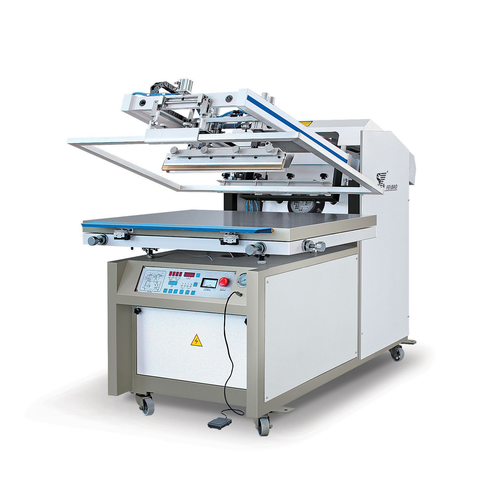 浙江飞豹不干胶pvc酒盒包装花纸标签经济型丝网印刷机厂家