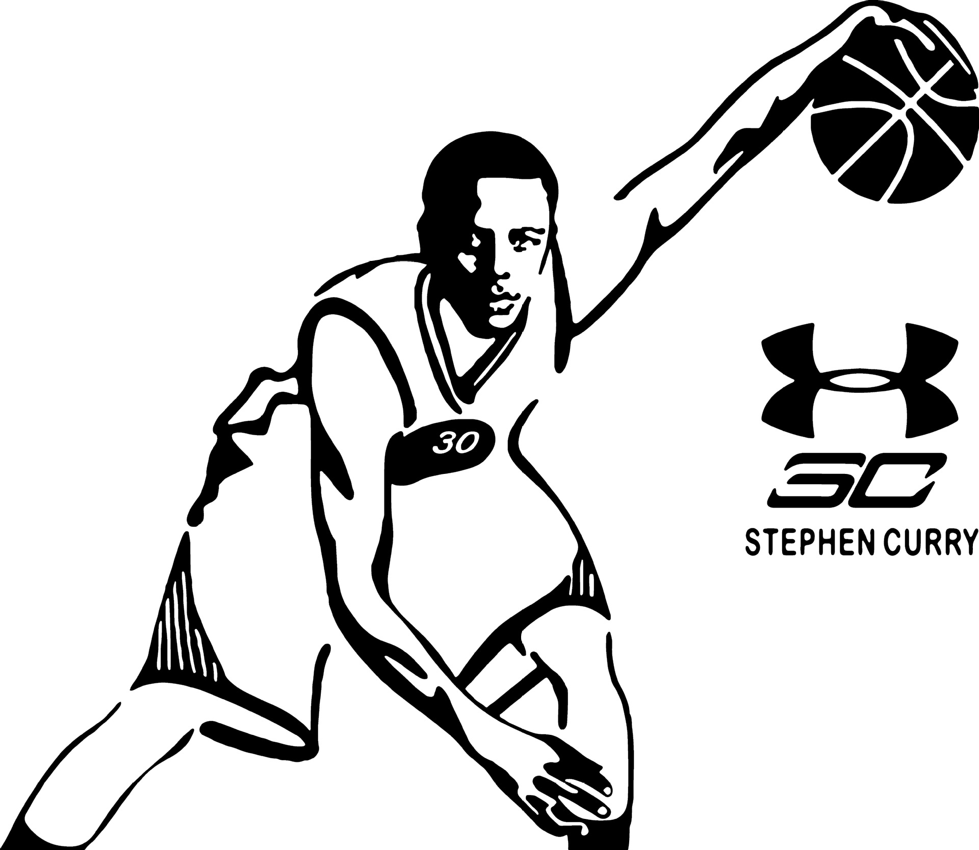 9733篮球30号库里客厅卧室书房玻璃背景墙贴装饰画 可移除