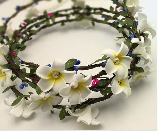 欧美新娘结婚礼服花环 鸡蛋花头环旅游花环影楼配饰拍照写真