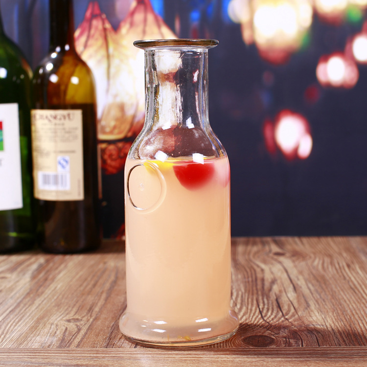 透明果汁玻璃饮料瓶柠檬奶茶瓶创意奶茶冰橘茶玻璃瓶批发