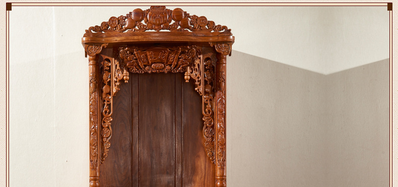 厂家直销 中式红木神龛 实木立式神楼 花梨木神台 二位神柜供桌