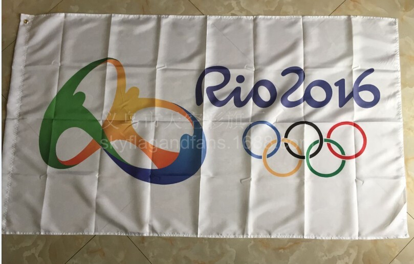 厂家直销4号运动会五环旗帜 90*150现货供应 旗帜定做