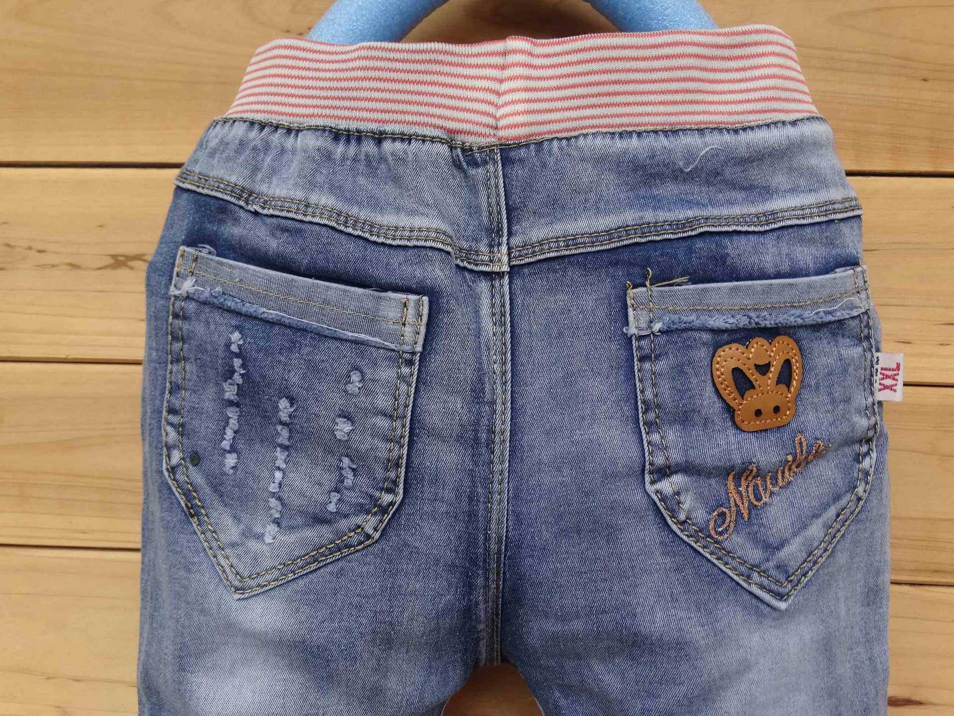 16春款儿童牛仔裤 中童王冠绣花女童裤 浅色牛仔裤 童装批发