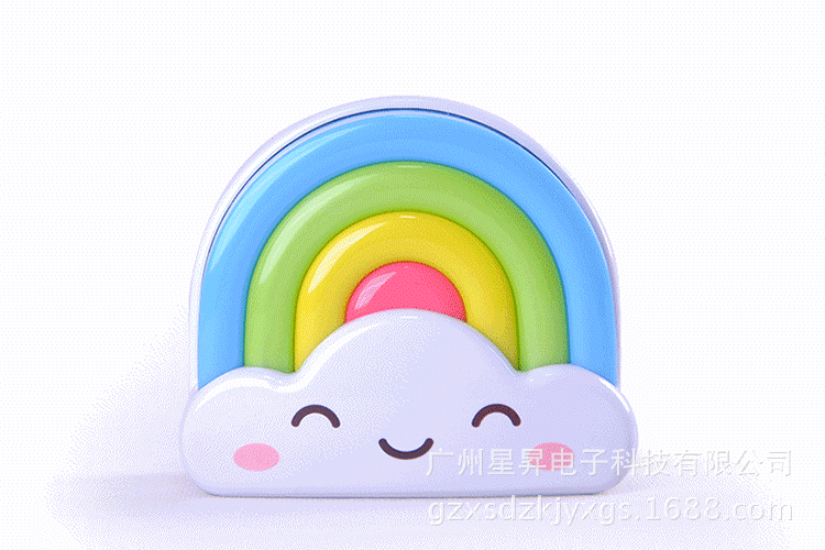 mini彩色led声光控云朵彩虹小夜灯 云朵台灯插座直插卧室装饰灯