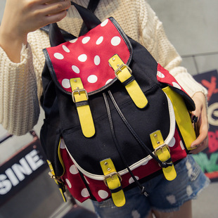 唐嫣同款包程韵双肩包时尚撞色波点翻盖包长