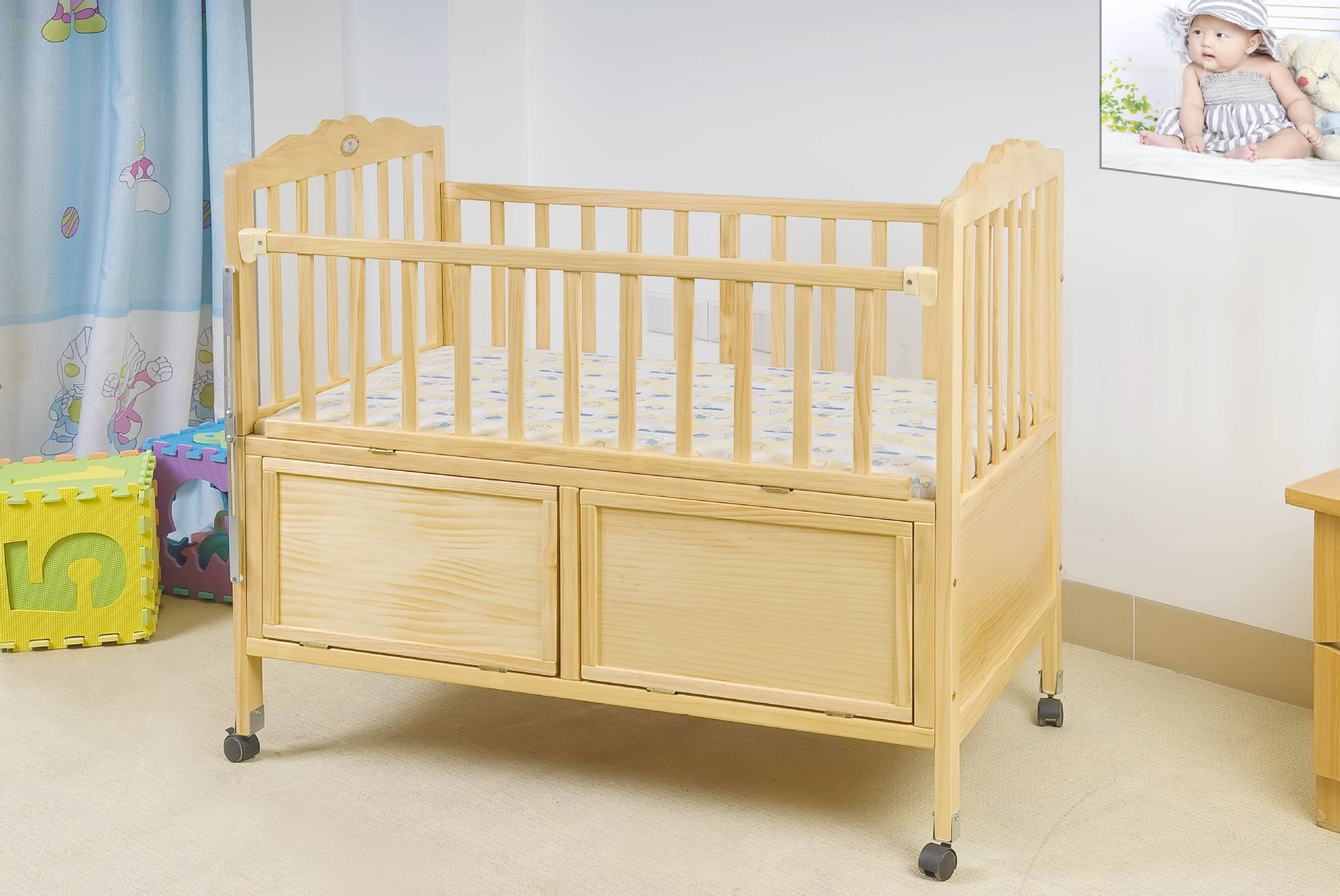 厂家批发a8005新款婴儿床童床 实木多功能婴儿床 环保拼接摇篮床