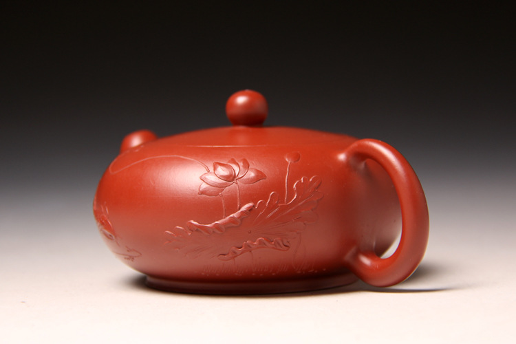 宜兴紫砂茶壶名家正品卢伟萍全手工精品原矿优质大红袍泥绘玉润.