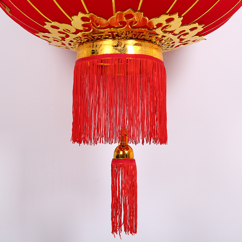 2016新款植绒年货灯笼 春节喜庆大红笼灯圆形加厚植绒布地摊热卖