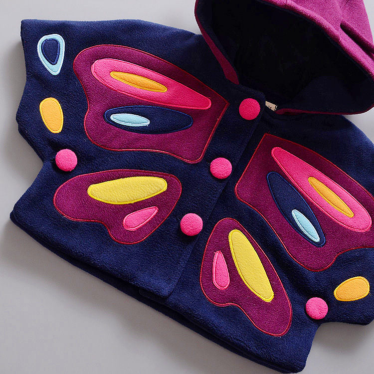 厂家直供2016童装秋款蝴蝶女童斗篷可爱女宝宝呢外套五分袖童外套