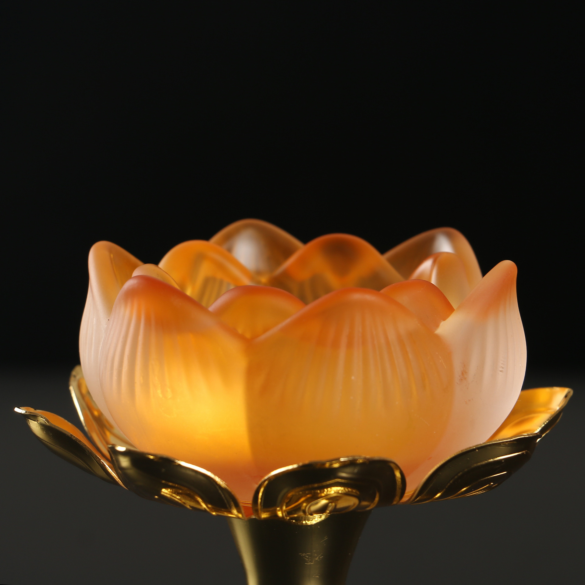 圆通佛具 佛堂供具合金仿琉璃莲花灯座 酥油灯座 莲花烛台