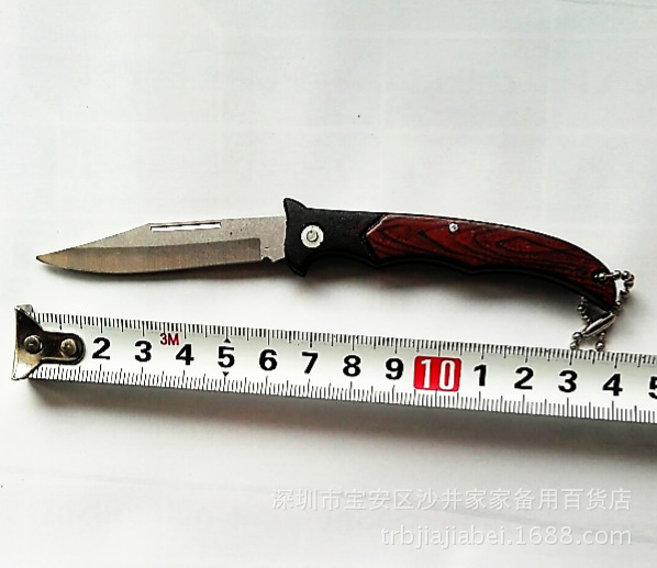 地摊热卖啄木鸟小刀厂家直销木柄小刀带链条小刀不锈钢刃小刀