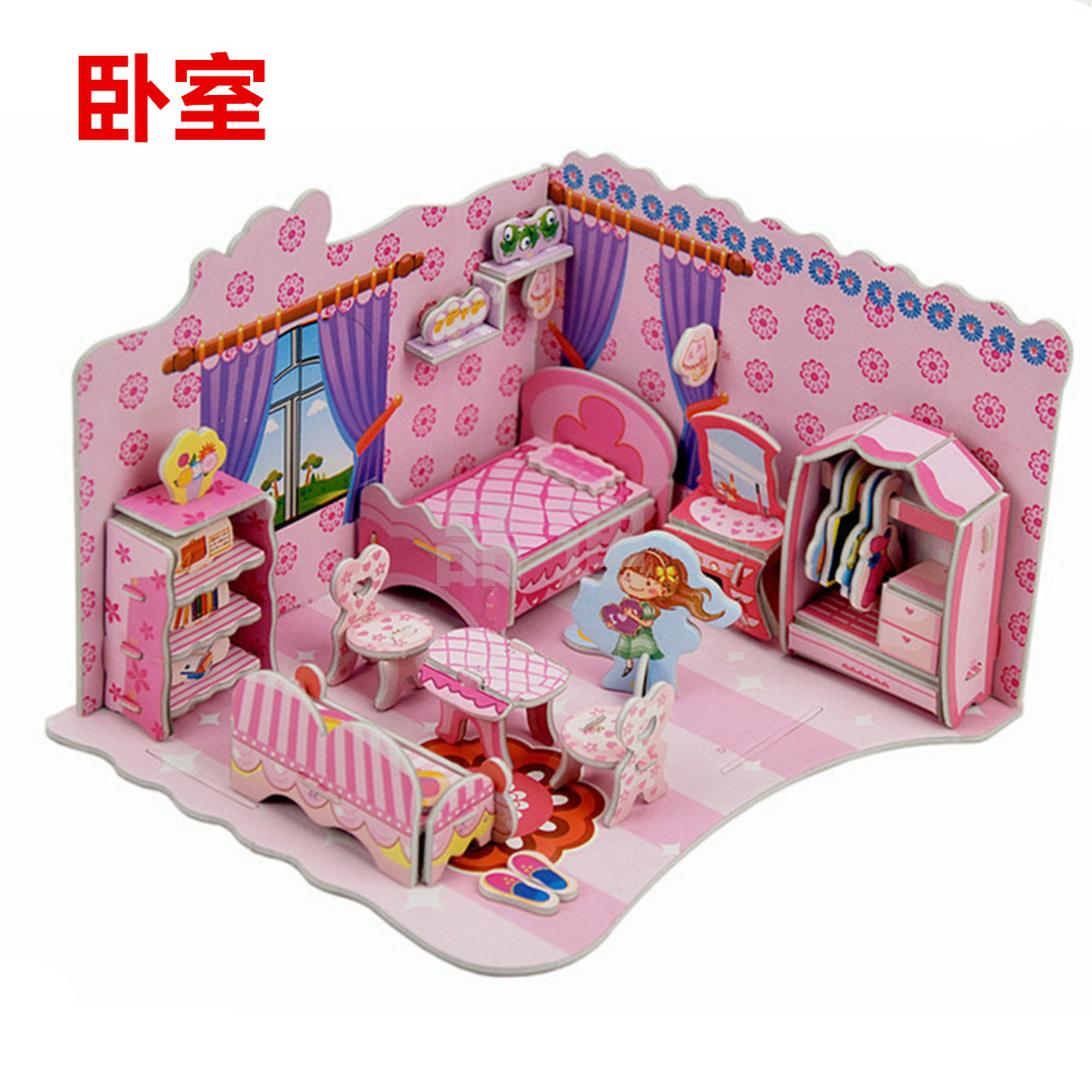 度假别墅3d立体拼图玩具厂kt板纸质泡沫卡通3d puzzle地摊diy
