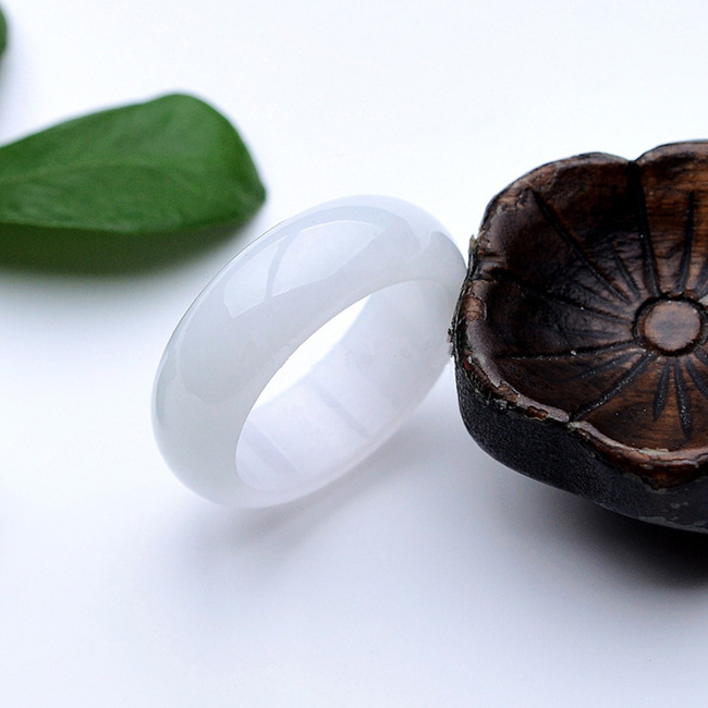 翡翠玉戒指玉石缅甸白翡翠玉男女款指环可做吊坠吊环