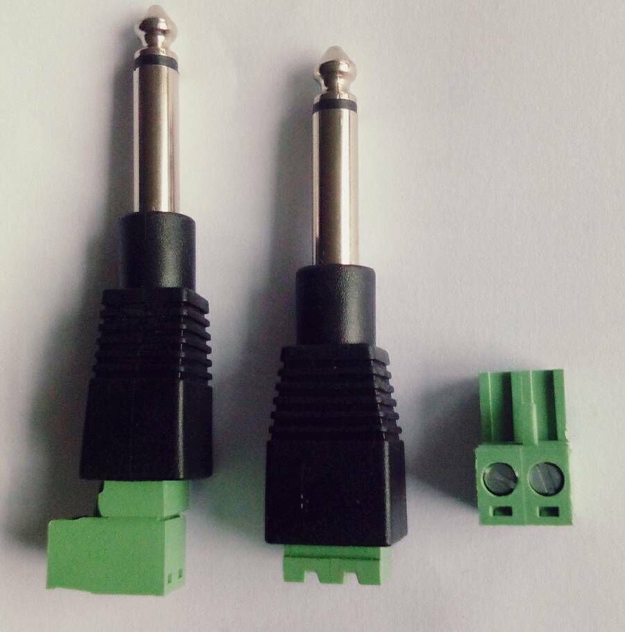 35免焊单声道插头 6.35话筒麦克风接头 6.35单插音频转绿色端子