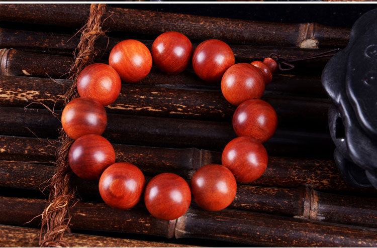 0手串 全透鸡血红小孔血龙木佛珠手链饰品.