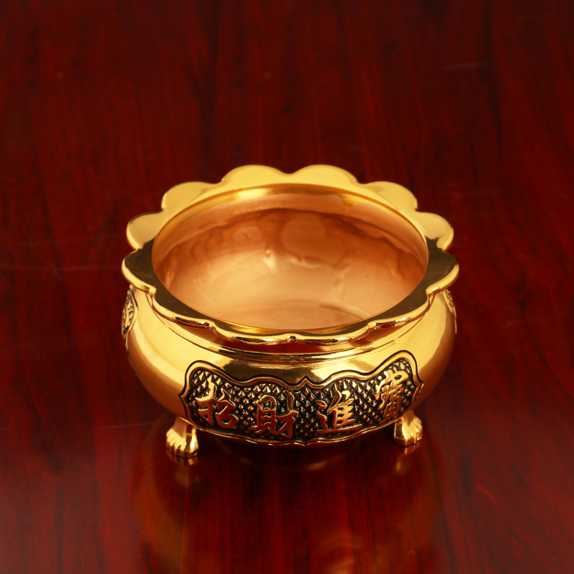 圆通佛具佛堂用具合金花边三脚香炉 净炉家用盘香炉薰香炉