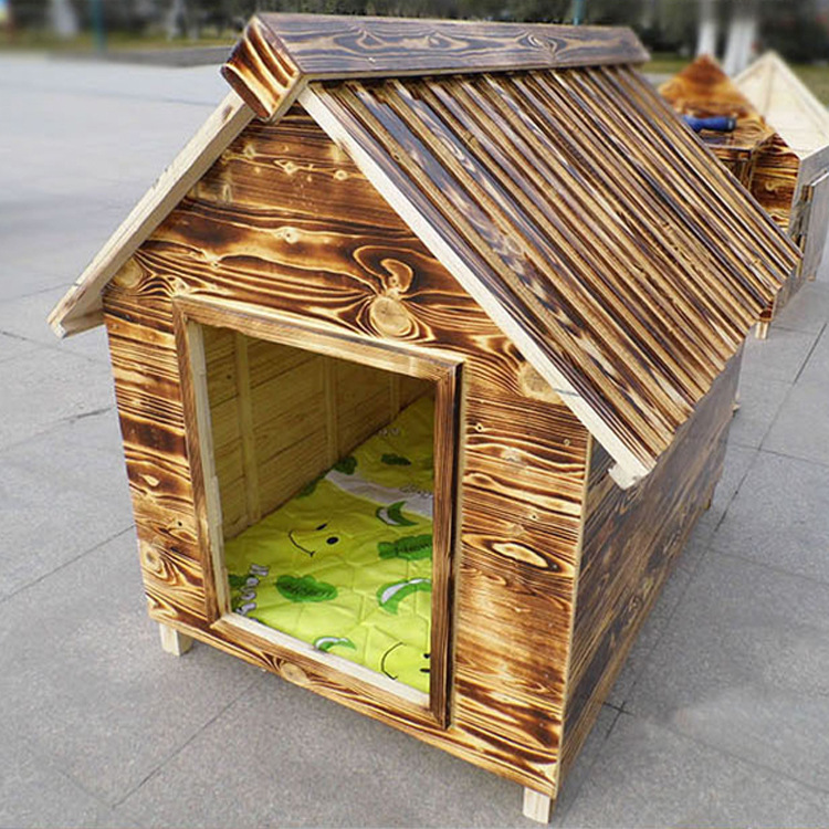 实木炭化狗窝屋 户外大中小型犬狗屋木质狗窝 厂家定制狗屋